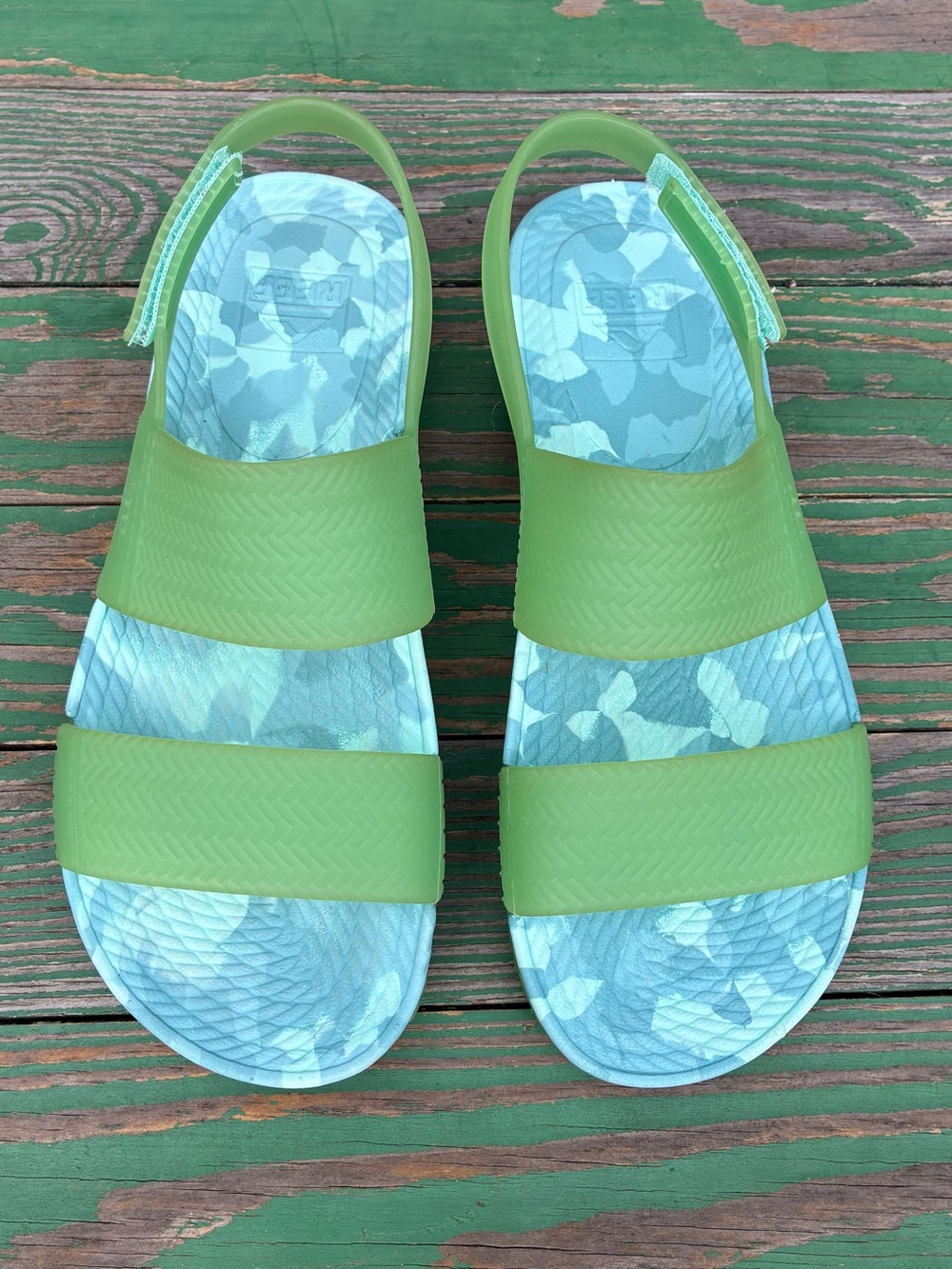 Reef Water Vista Womens Size 7 Beach Sandals Marbled Blue Summer Vacation Shoes